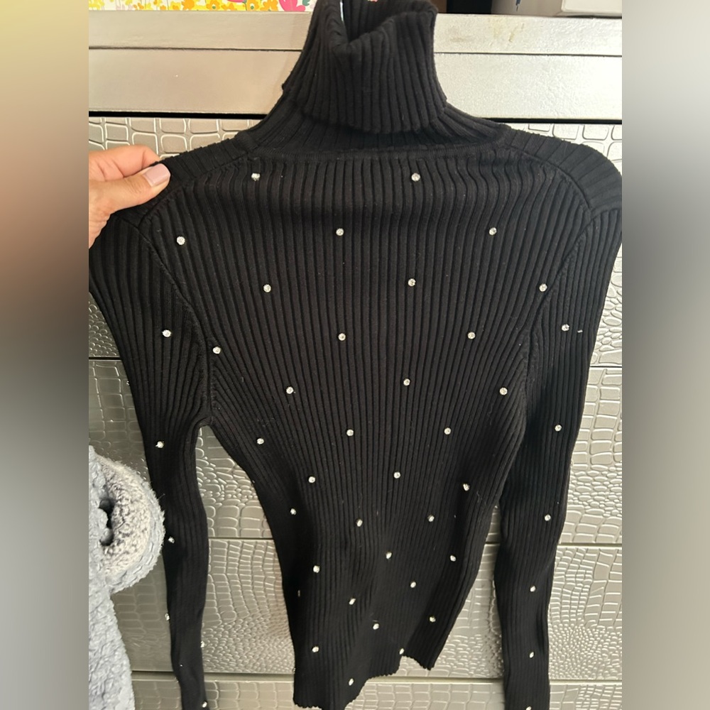 Zara Rhinestone Turtle Neck Sweater (small) - Picture 3 of 4